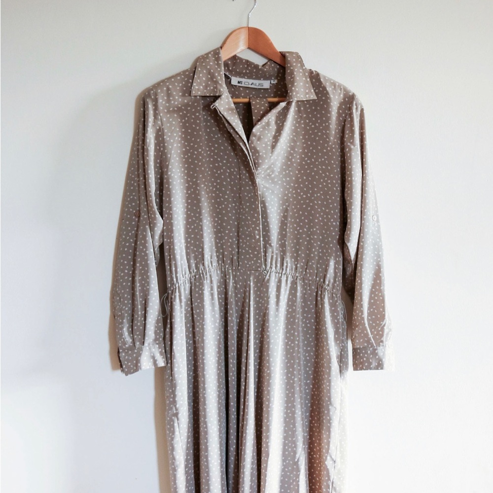Vintage Elastic Waist Shirt Dress with Belt